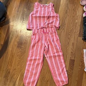 GAP Kids Red and White Striped Jumpsuit